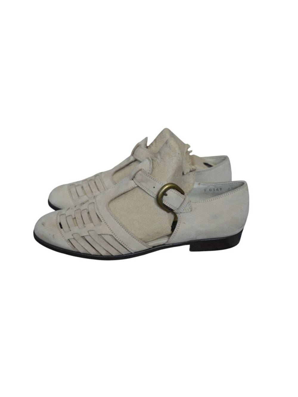 Vintage 80s Cole Haan Taupe Leather Fisherman Sandal Women's Size 6.5 Coquette